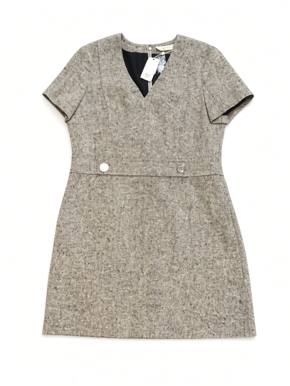 Tory Burch Womens Priscilla Rustic Linen Wool Dress Sz 14 2 Pockets